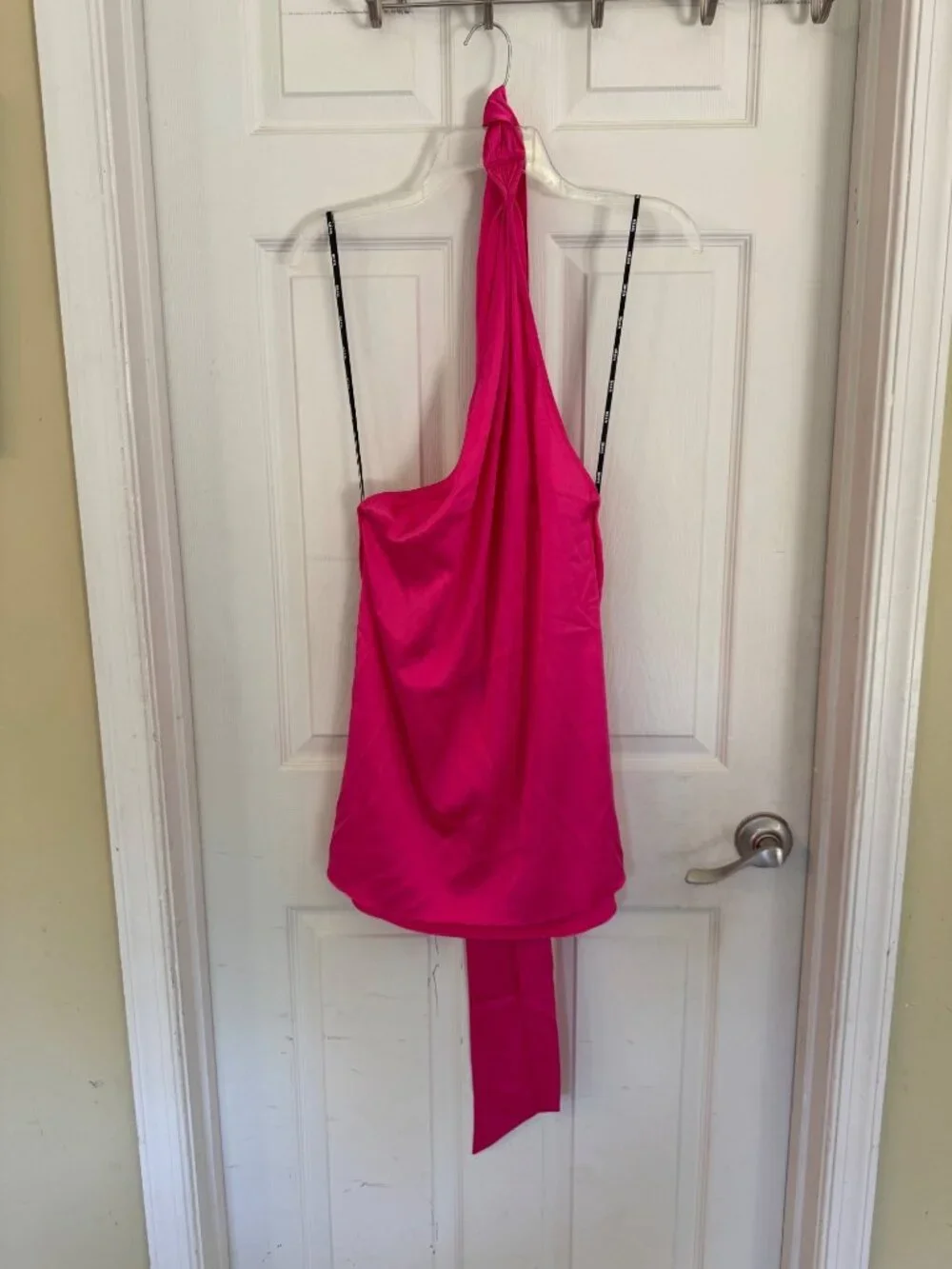 Seroya Kendall Silk Halter Mini Dress Hot Pink Backless Elegant Satin Medium - Picture 4 of 12